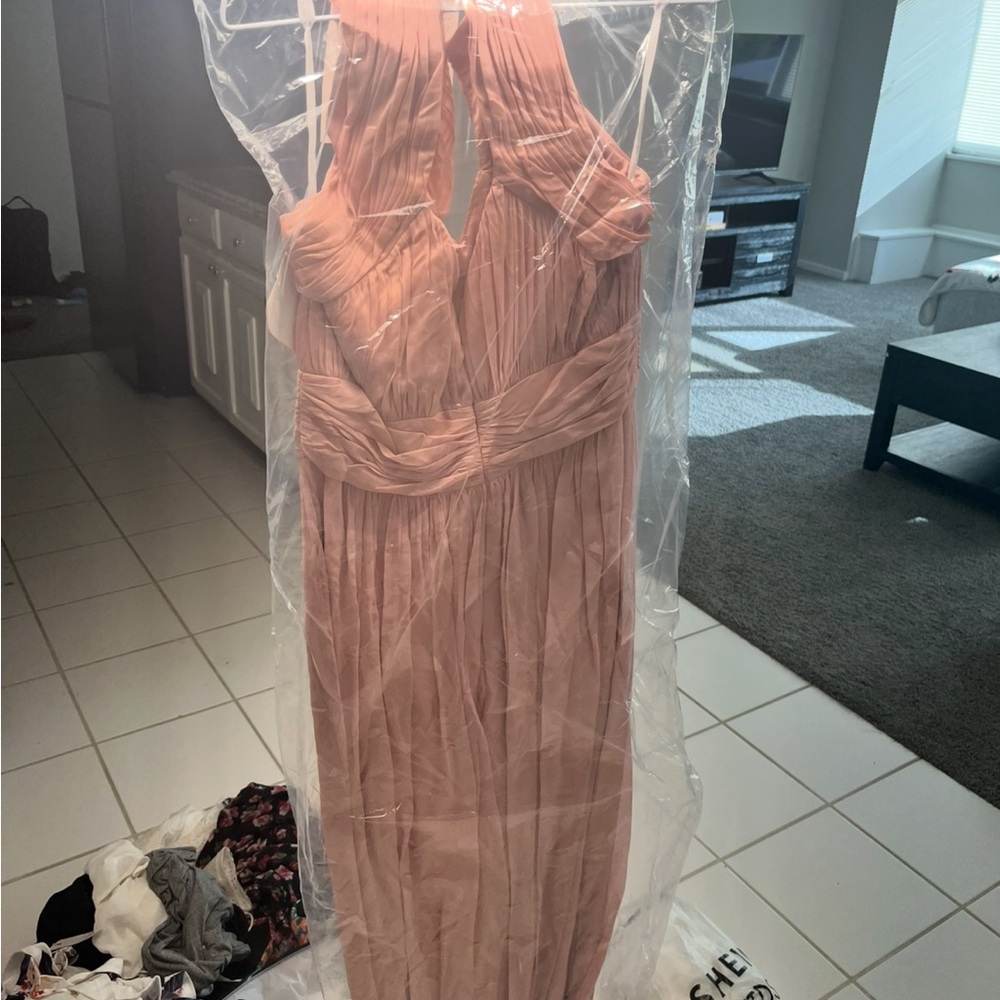 Dessy Collection Rose Gold Shimmer Dress